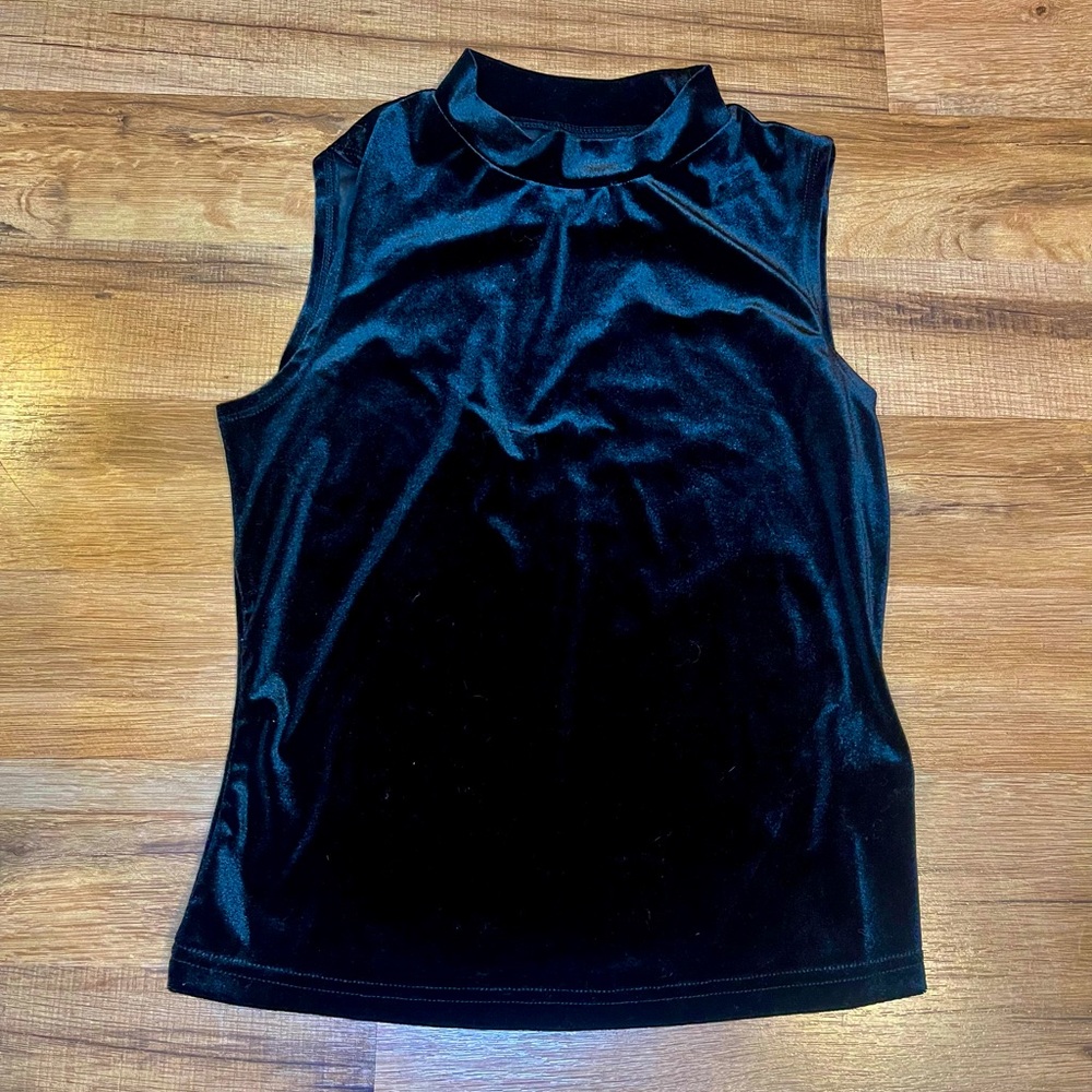 Velvet | Sleeveless | Black | Mock Neck | Women’s Blouse